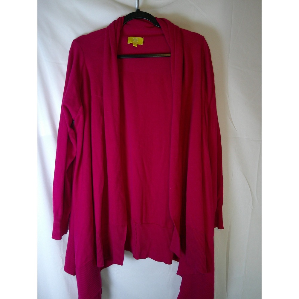 Liz Lange‎ Womens Plus 1X Fuchsia Pink Open Front Draped Handkerchief Cardigan